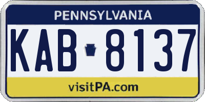 PA license plate KAB8137