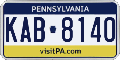 PA license plate KAB8140