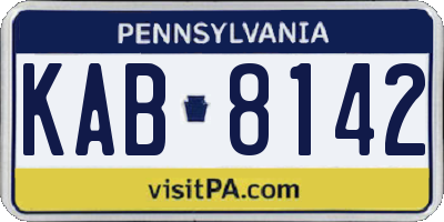 PA license plate KAB8142