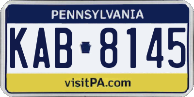 PA license plate KAB8145