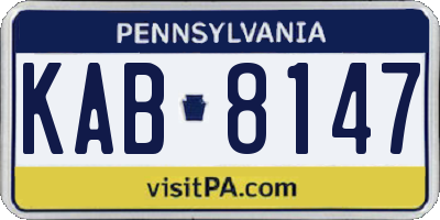 PA license plate KAB8147