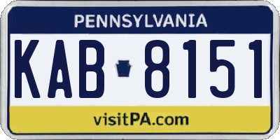 PA license plate KAB8151
