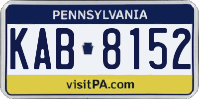 PA license plate KAB8152