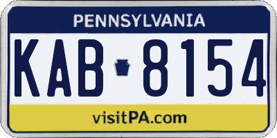PA license plate KAB8154