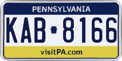 PA license plate KAB8166
