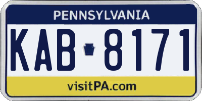 PA license plate KAB8171