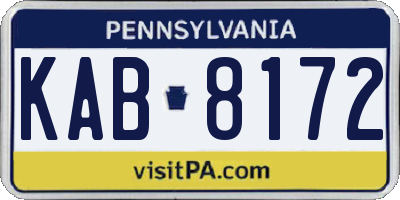 PA license plate KAB8172