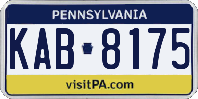 PA license plate KAB8175