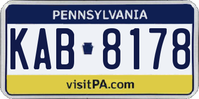 PA license plate KAB8178