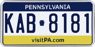 PA license plate KAB8181