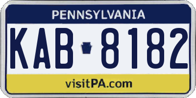PA license plate KAB8182