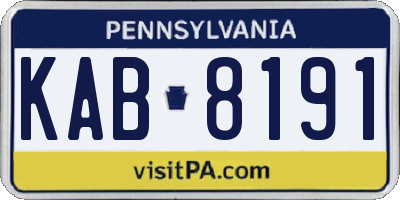 PA license plate KAB8191