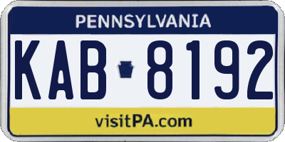 PA license plate KAB8192