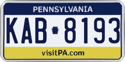 PA license plate KAB8193