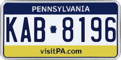 PA license plate KAB8196