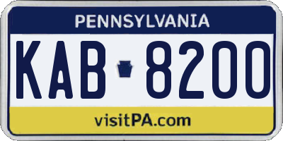 PA license plate KAB8200