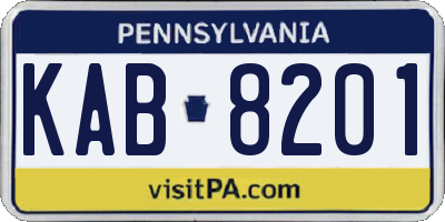 PA license plate KAB8201