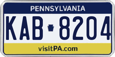 PA license plate KAB8204