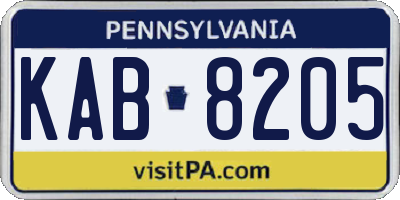 PA license plate KAB8205