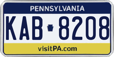 PA license plate KAB8208