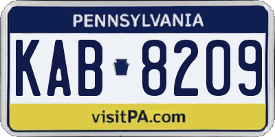 PA license plate KAB8209