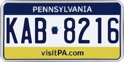 PA license plate KAB8216