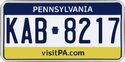 PA license plate KAB8217