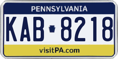 PA license plate KAB8218