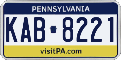 PA license plate KAB8221