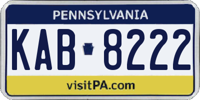 PA license plate KAB8222