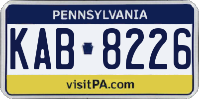PA license plate KAB8226
