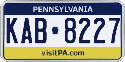 PA license plate KAB8227