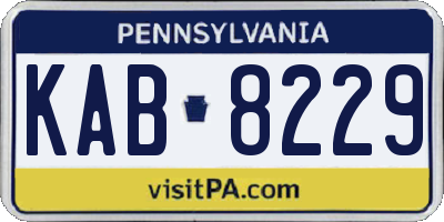 PA license plate KAB8229