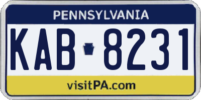 PA license plate KAB8231