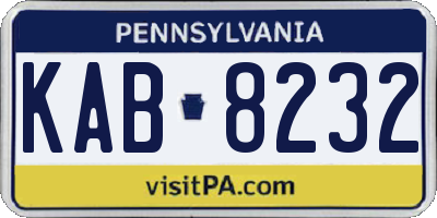 PA license plate KAB8232