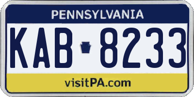 PA license plate KAB8233