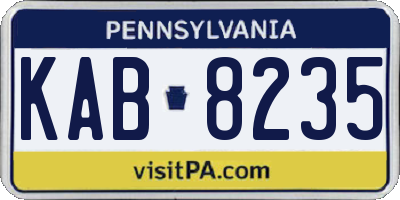 PA license plate KAB8235