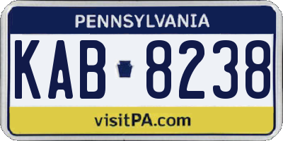 PA license plate KAB8238