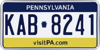 PA license plate KAB8241