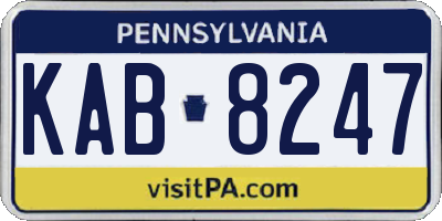 PA license plate KAB8247