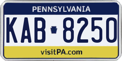 PA license plate KAB8250