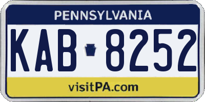 PA license plate KAB8252