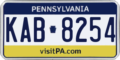 PA license plate KAB8254