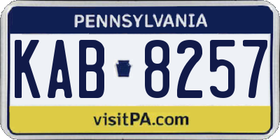 PA license plate KAB8257