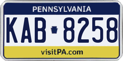 PA license plate KAB8258