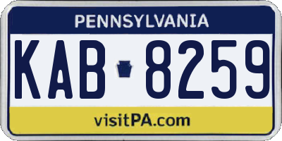 PA license plate KAB8259