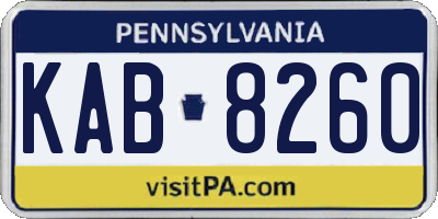 PA license plate KAB8260