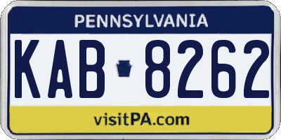 PA license plate KAB8262