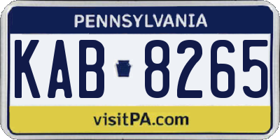PA license plate KAB8265