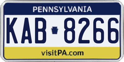 PA license plate KAB8266
